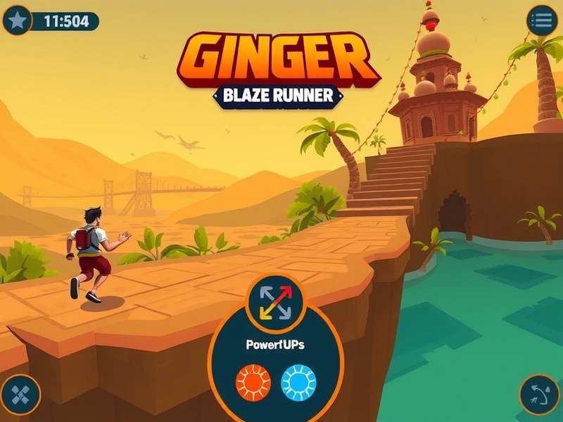 Ginger Blaze Runner gameplay screenshot showing character running through Indian landscape